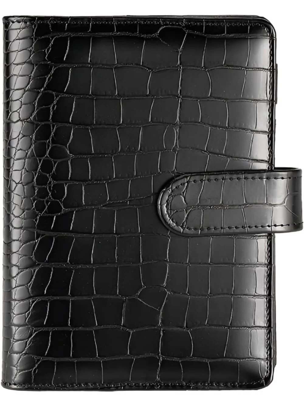 Large Crocodile PU Leather 6-Ring Binder Cover - Refillable Budget Planner